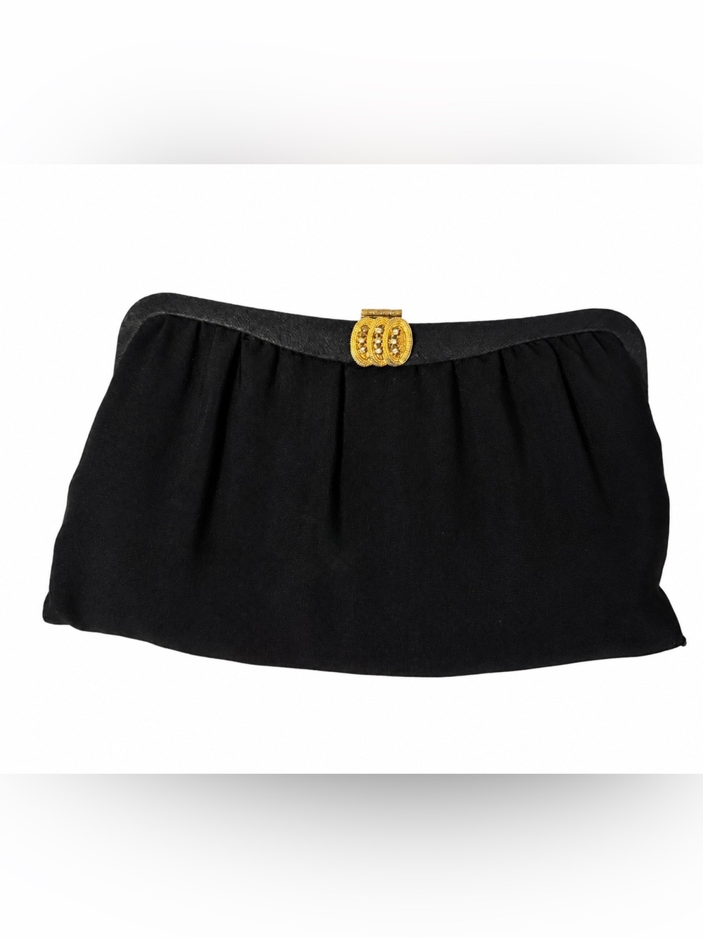 Vintage Black Satin Evening Clutch Purse